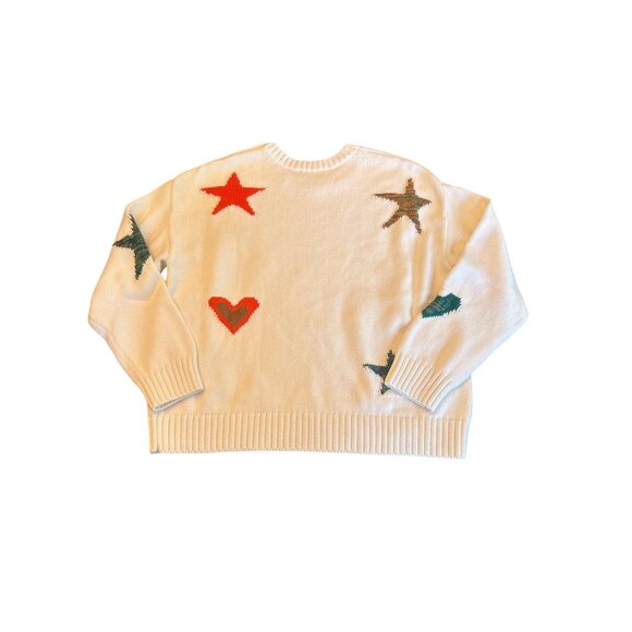 Rails Zoey Ivory Rainbow Stars Sweater L - BCI Cotton Cashmere Blend Modern - Picture 6 of 6
